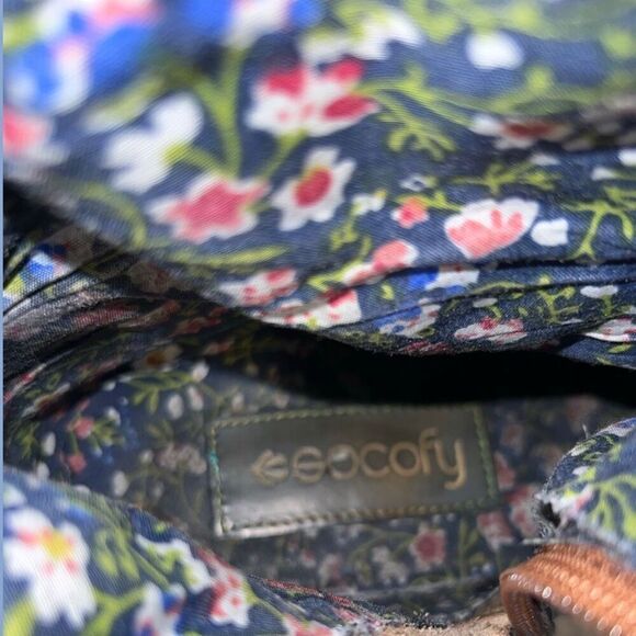 Socofy Bohemian Splicing Pattern Blue Leather Side Zip Back Lace Boot Size 7 7.5 - Picture 11 of 12